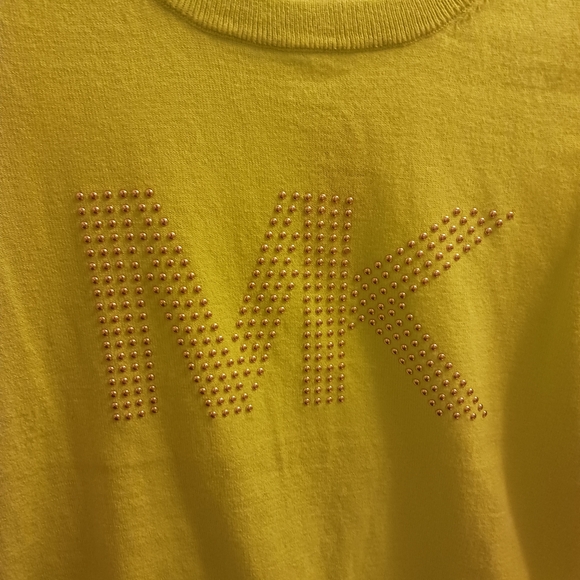 Michael Michael Kors Limeade Green Gold Studded Knit Top NWT Sz S - Picture 2 of 5